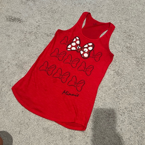 Disney Red “Minnie Mouse Bow” Graphic Tank Top - Picture 1 of 3